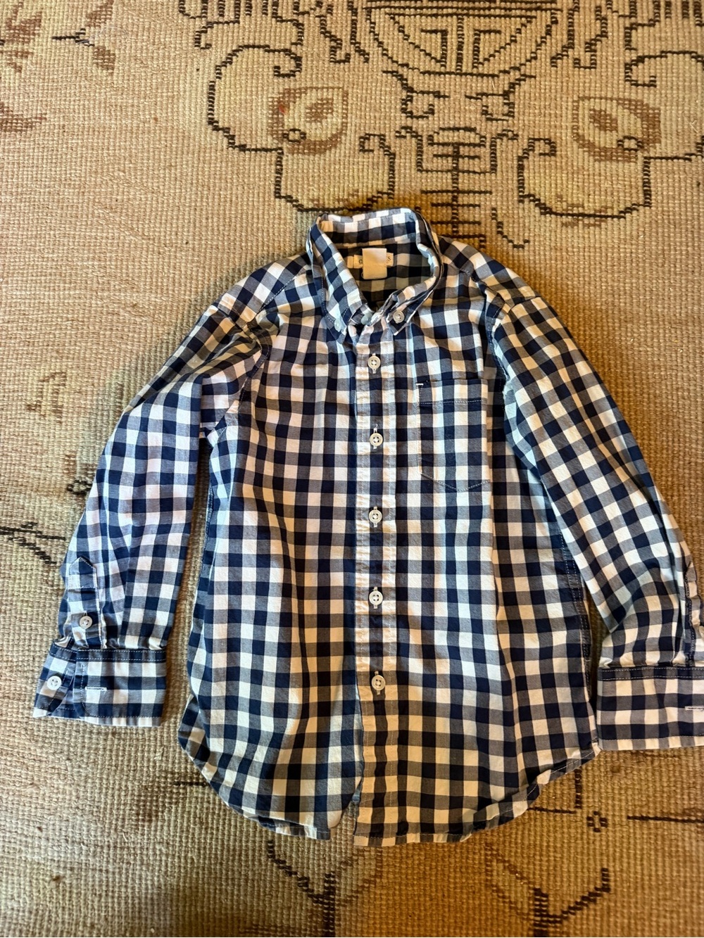Crewcuts Navy & White Gingham Button-Down Shirt